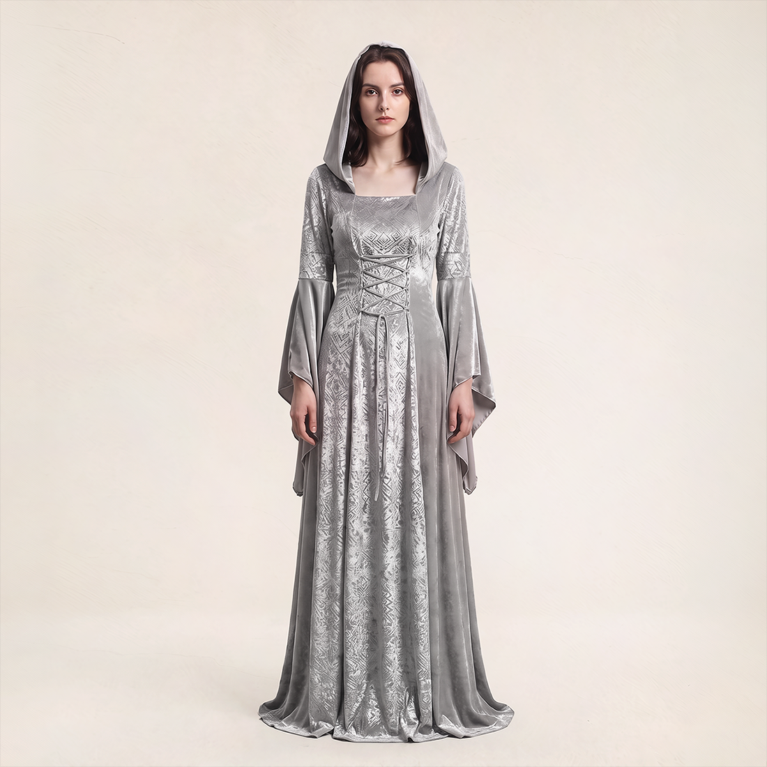 Wholesale Women's Medieval Hooded Witch Costume Long Dress