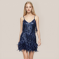 Party & Event Mini Bodycon Sequin Feather Trim Dress - MYTHSIS