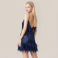 Party & Event Mini Bodycon Sequin Feather Trim Dress - MYTHSIS