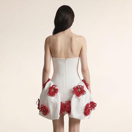 Wholesale Women's Strapless Floral Puff Mini Dress – XS Women's Clothing
