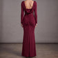 【Party & Event】 Maxi Sheath Polyester Sexy Cowl Neck Ruched Long Sleeve Dress - MYTHSIS