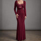 【Party & Event】 Maxi Sheath Polyester Sexy Cowl Neck Ruched Long Sleeve Dress - MYTHSIS
