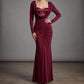 【Party & Event】 Maxi Sheath Polyester Sexy Cowl Neck Ruched Long Sleeve Dress - MYTHSIS