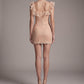 【Party & Event】 Mini Bodycon Polyester Sexy Round Neck Ruffle Mesh Spliced - MYTHSIS