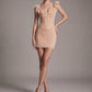 【Party & Event】 Mini Bodycon Polyester Sexy Round Neck Ruffle Mesh Spliced - MYTHSIS