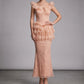 【Party & Event】 Maxi Slim Fit Polyester Sexy Square Neck Ruffle Spliced Two-Piece Skirt Set - MYTHSIS