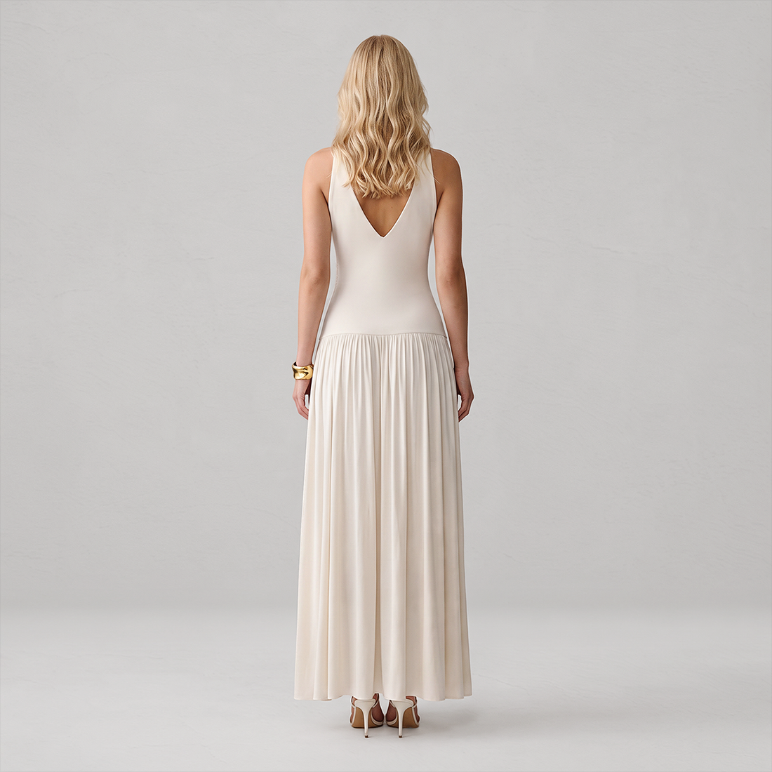 【Casual Everyday】 Maxi Sheath Polyester Elegant Round Neck Spliced Sleeveless Back Detail Dress - MYTHSIS