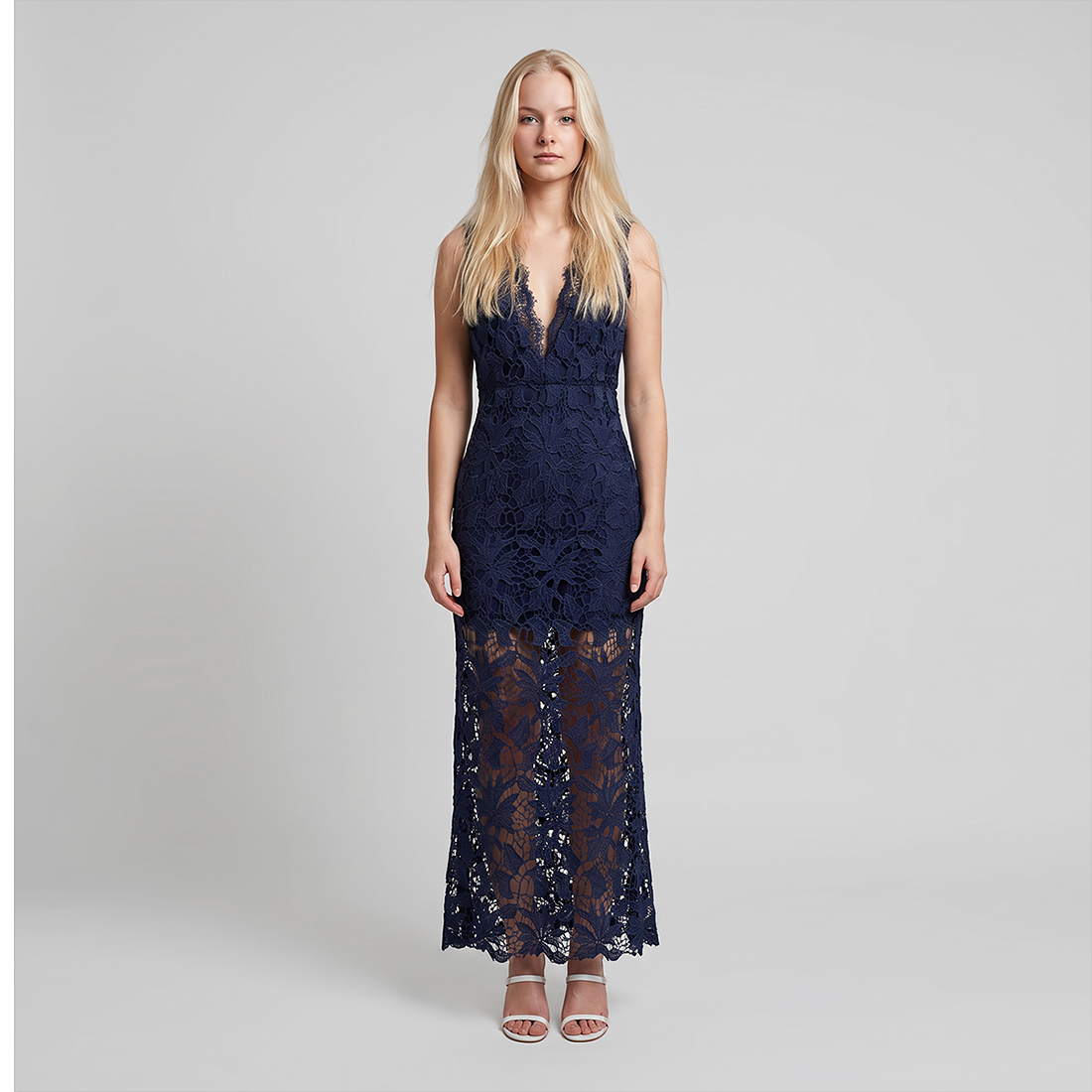 【Date Night】 Midi Asymmetrical Cuprammonium Regenerated Cellulose Elegant V-Neck Lace Sleeveless Boho Dress - MYTHSIS