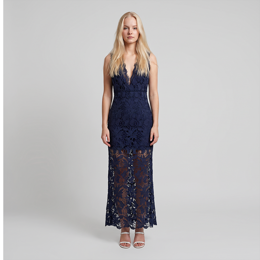 【Date Night】 Midi Asymmetrical Cuprammonium Regenerated Cellulose Elegant V-Neck Lace Sleeveless Boho Dress - MYTHSIS