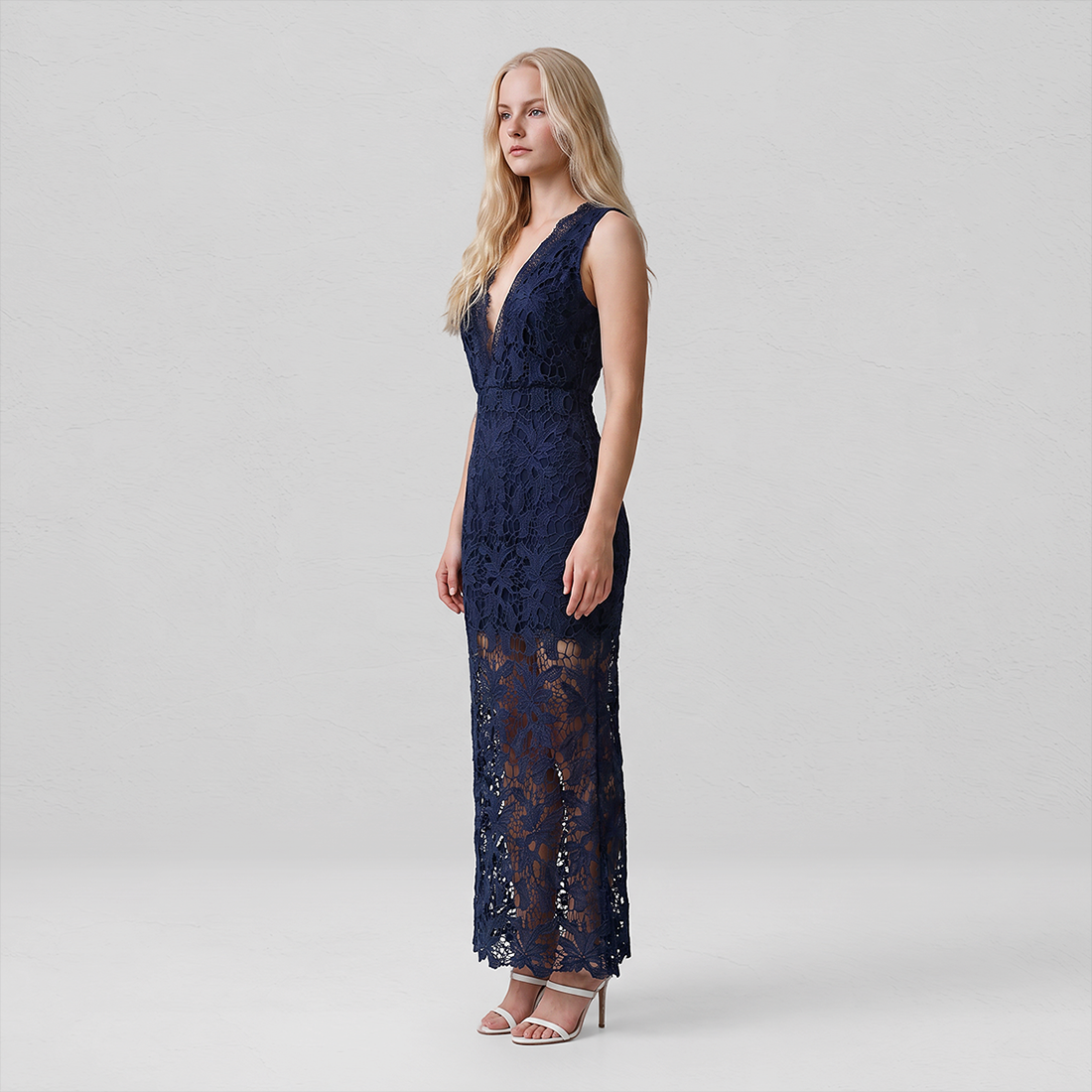 【Date Night】 Midi Asymmetrical Cuprammonium Regenerated Cellulose Elegant V-Neck Lace Sleeveless Boho Dress - MYTHSIS