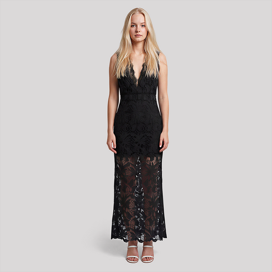 【Date Night】 Midi Asymmetrical Cuprammonium Regenerated Cellulose Elegant V-Neck Lace Sleeveless Boho Dress - MYTHSIS