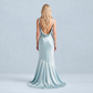 【Formal Evening】 Maxi Bodycon Polyester Glam Cowl Neck Spaghetti Strap Backless Spliced Dress - MYTHSIS