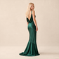 【Formal Evening】 Maxi Bodycon Polyester Glam Cowl Neck Spaghetti Strap Backless Spliced Dress - MYTHSIS