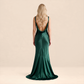 【Formal Evening】 Maxi Bodycon Polyester Glam Cowl Neck Spaghetti Strap Backless Spliced Dress - MYTHSIS