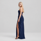 【Formal Evening】 Maxi Bodycon Polyester Chiffon Elegant Off-Shoulder Pleated Backless Slit Dress - MYTHSIS