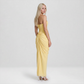 【Formal Evening】 Maxi Bodycon Polyester Chiffon Elegant Off-Shoulder Pleated Backless Slit Dress - MYTHSIS