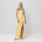 【Formal Evening】 Maxi Bodycon Polyester Chiffon Elegant Off-Shoulder Pleated Backless Slit Dress - MYTHSIS