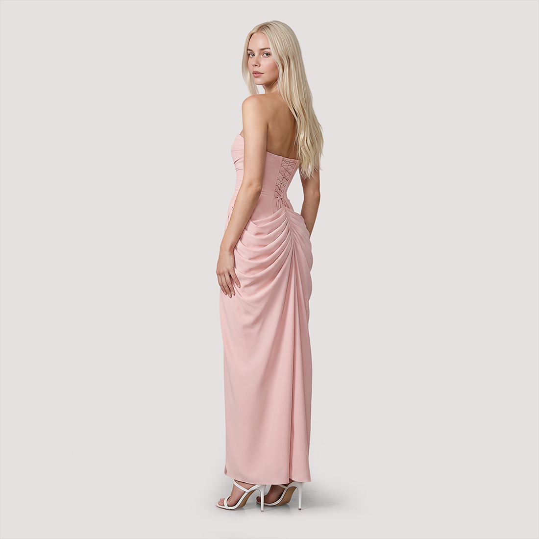 【Formal Evening】 Maxi Bodycon Polyester Chiffon Elegant Off-Shoulder Pleated Backless Slit Dress - MYTHSIS