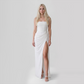 【Formal Evening】 Maxi Bodycon Polyester Chiffon Elegant Off-Shoulder Pleated Backless Slit Dress - MYTHSIS