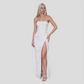 【Formal Evening】 Maxi Bodycon Polyester Chiffon Elegant Off-Shoulder Pleated Backless Slit Dress - MYTHSIS