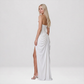 【Formal Evening】 Maxi Bodycon Polyester Chiffon Elegant Off-Shoulder Pleated Backless Slit Dress - MYTHSIS