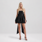 【Party & Event】 Mini Balloon Faux Wool Blend Sexy Strapless Bow Tie-Up Slit Dress - MYTHSIS