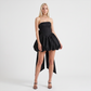 【Party & Event】 Mini Balloon Faux Wool Blend Sexy Strapless Bow Tie-Up Slit Dress - MYTHSIS