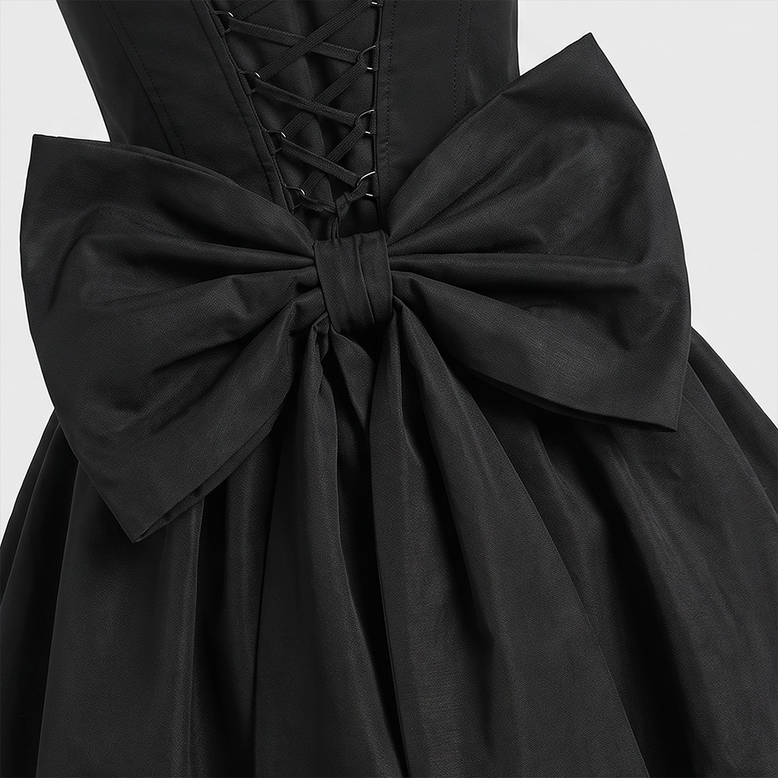 【Party & Event】 Mini Balloon Faux Wool Blend Sexy Strapless Bow Tie-Up Slit Dress - MYTHSIS