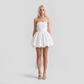 【Party & Event】 Mini Balloon Faux Wool Blend Sexy Strapless Bow Tie-Up Slit Dress - MYTHSIS