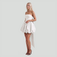 【Party & Event】 Mini Balloon Faux Wool Blend Sexy Strapless Bow Tie-Up Slit Dress - MYTHSIS
