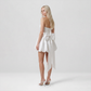 【Party & Event】 Mini Balloon Faux Wool Blend Sexy Strapless Bow Tie-Up Slit Dress - MYTHSIS