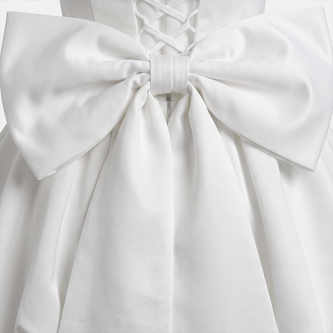 【Party & Event】 Mini Balloon Faux Wool Blend Sexy Strapless Bow Tie-Up Slit Dress - MYTHSIS