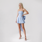 【Party & Event】 Mini Balloon Faux Wool Blend Sexy Strapless Bow Tie-Up Slit Dress - MYTHSIS