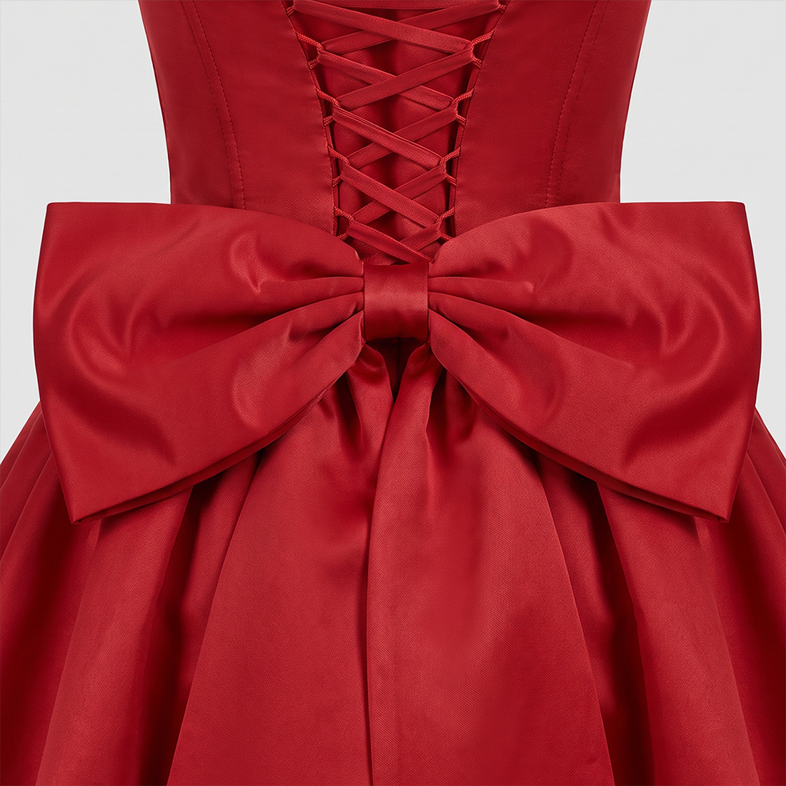 【Party & Event】 Mini Balloon Faux Wool Blend Sexy Strapless Bow Tie-Up Slit Dress - MYTHSIS