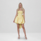 【Party & Event】 Mini Balloon Faux Wool Blend Sexy Strapless Bow Tie-Up Slit Dress - MYTHSIS