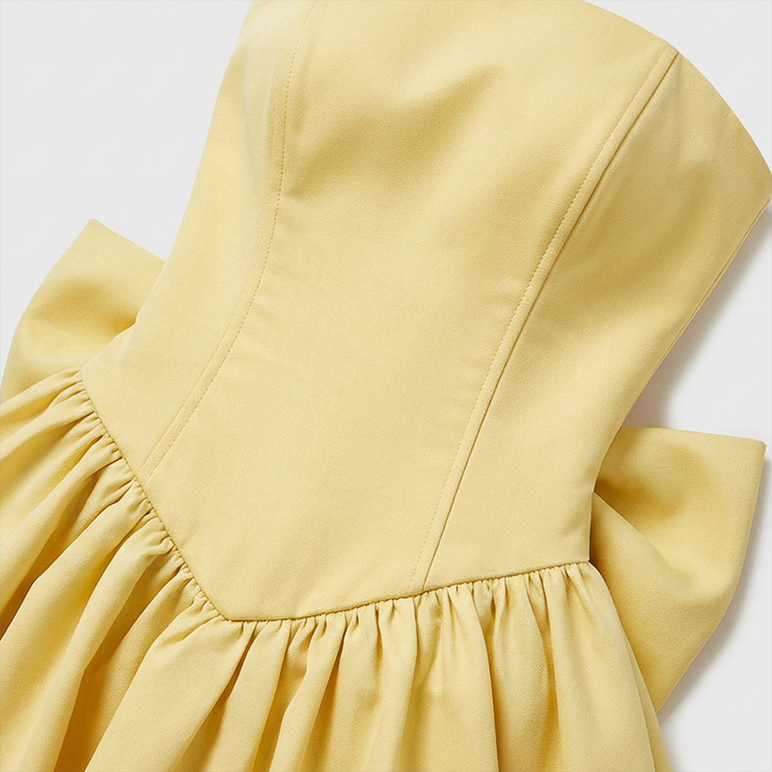 【Party & Event】 Mini Balloon Faux Wool Blend Sexy Strapless Bow Tie-Up Slit Dress - MYTHSIS