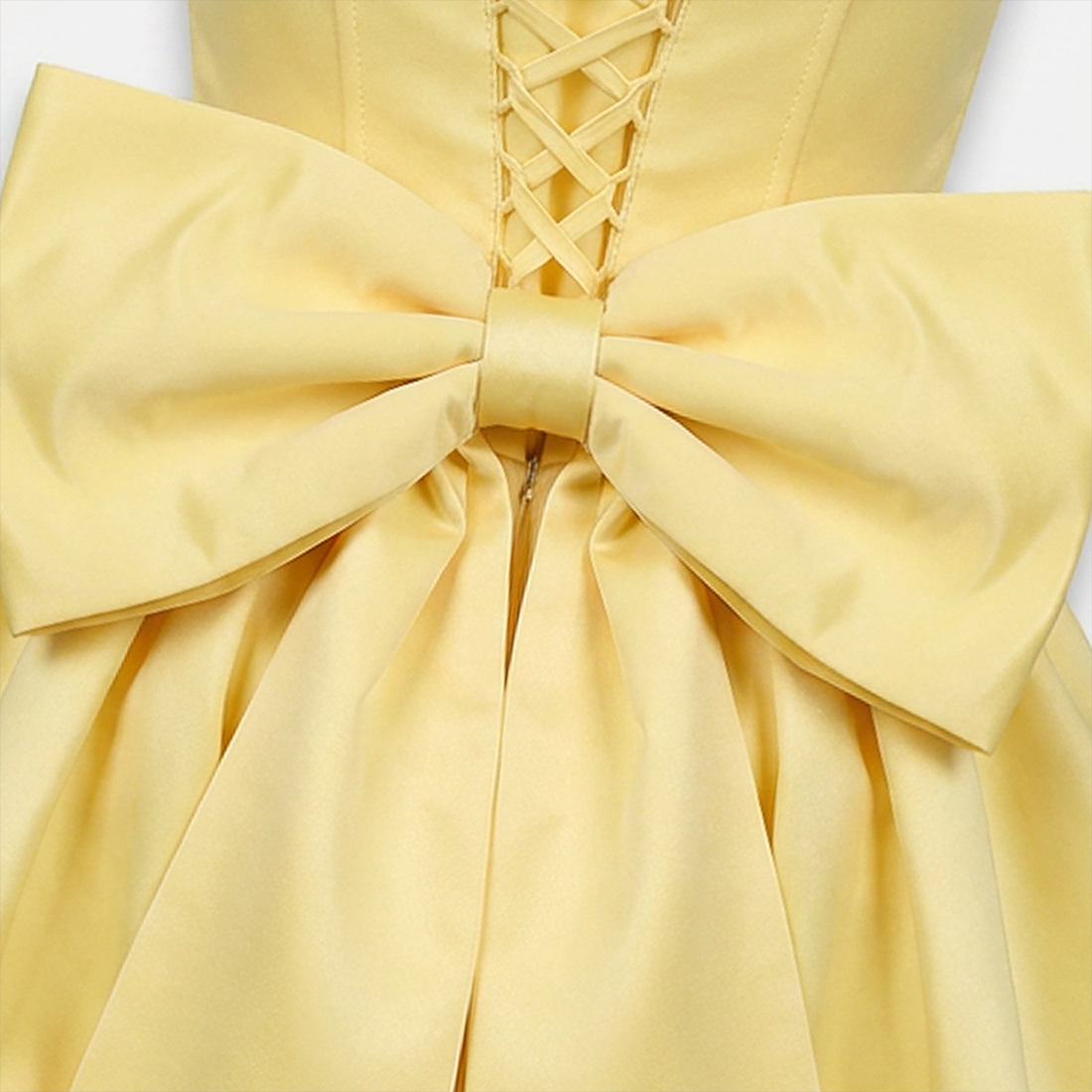 【Party & Event】 Mini Balloon Faux Wool Blend Sexy Strapless Bow Tie-Up Slit Dress - MYTHSIS