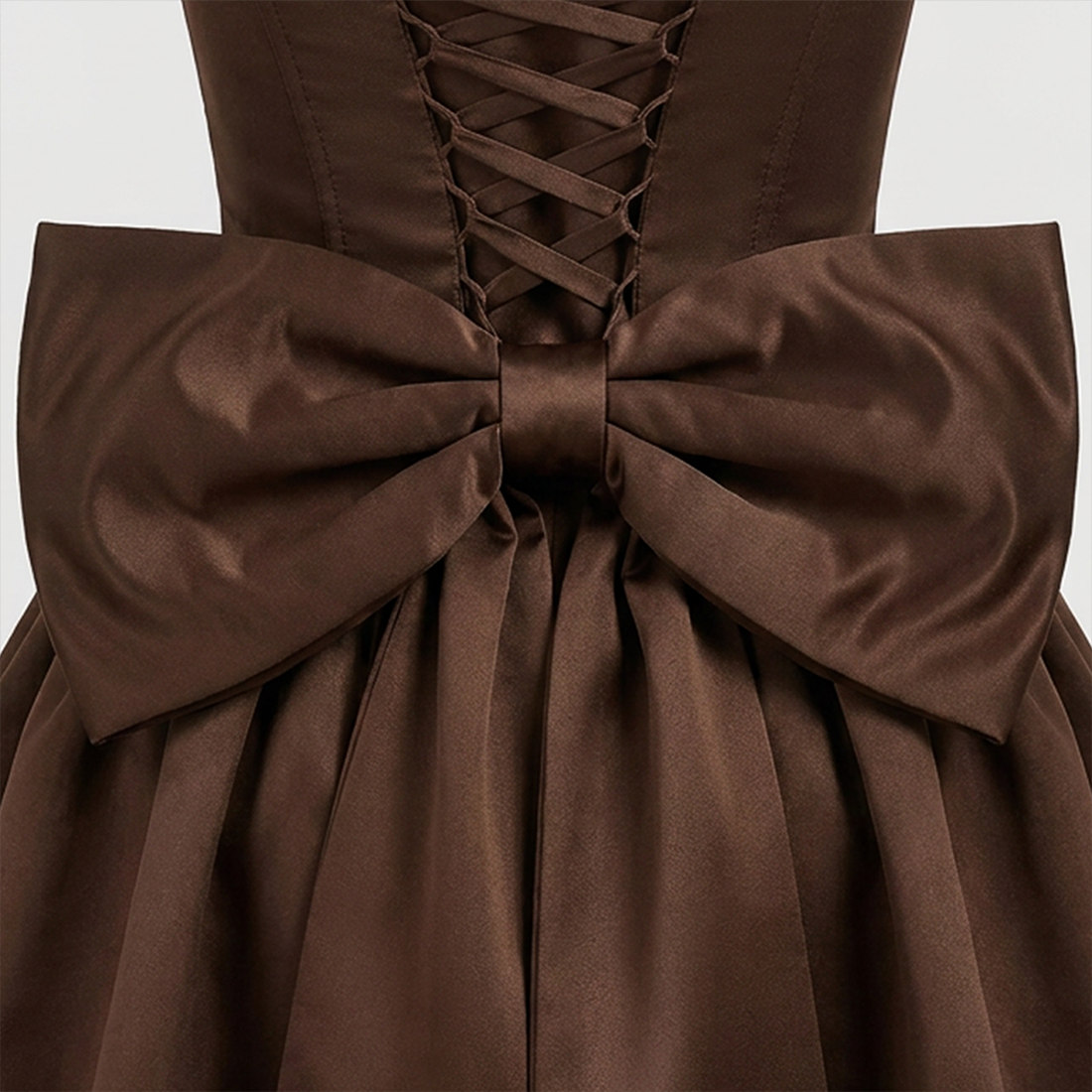 【Party & Event】 Mini Balloon Faux Wool Blend Sexy Strapless Bow Tie-Up Slit Dress - MYTHSIS