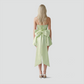 【Party & Event】 Mini Balloon Faux Wool Blend Sexy Strapless Bow Tie-Up Slit Dress - MYTHSIS