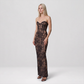 【Party & Event】 Maxi Bodycon Polyester Glam Strapless Lace Spliced Dress - MYTHSIS