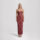 【Party & Event】 Maxi Bodycon Polyester Glam Strapless Lace Spliced Dress - MYTHSIS