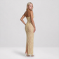 【Party & Event】 Maxi Bodycon Polyester Glam Strapless Lace Spliced Dress - MYTHSIS