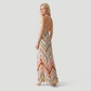 【Vacation】 Maxi Slip Polyester Lace Sexy Spaghetti Strap Crochet Geometric Dress - MYTHSIS