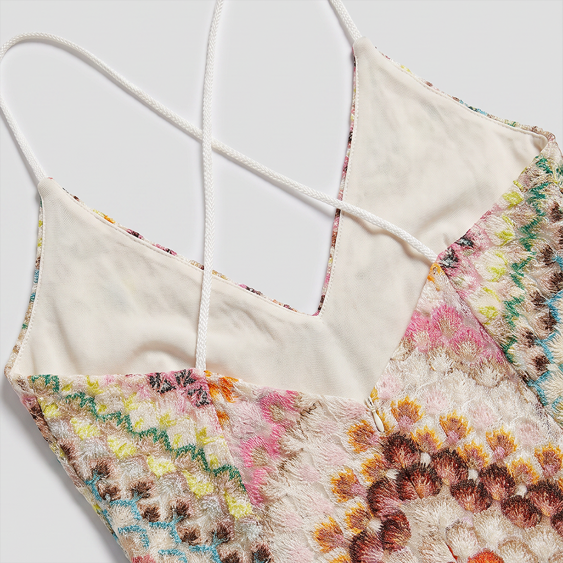 【Vacation】 Maxi Slip Polyester Lace Sexy Spaghetti Strap Crochet Geometric Dress - MYTHSIS