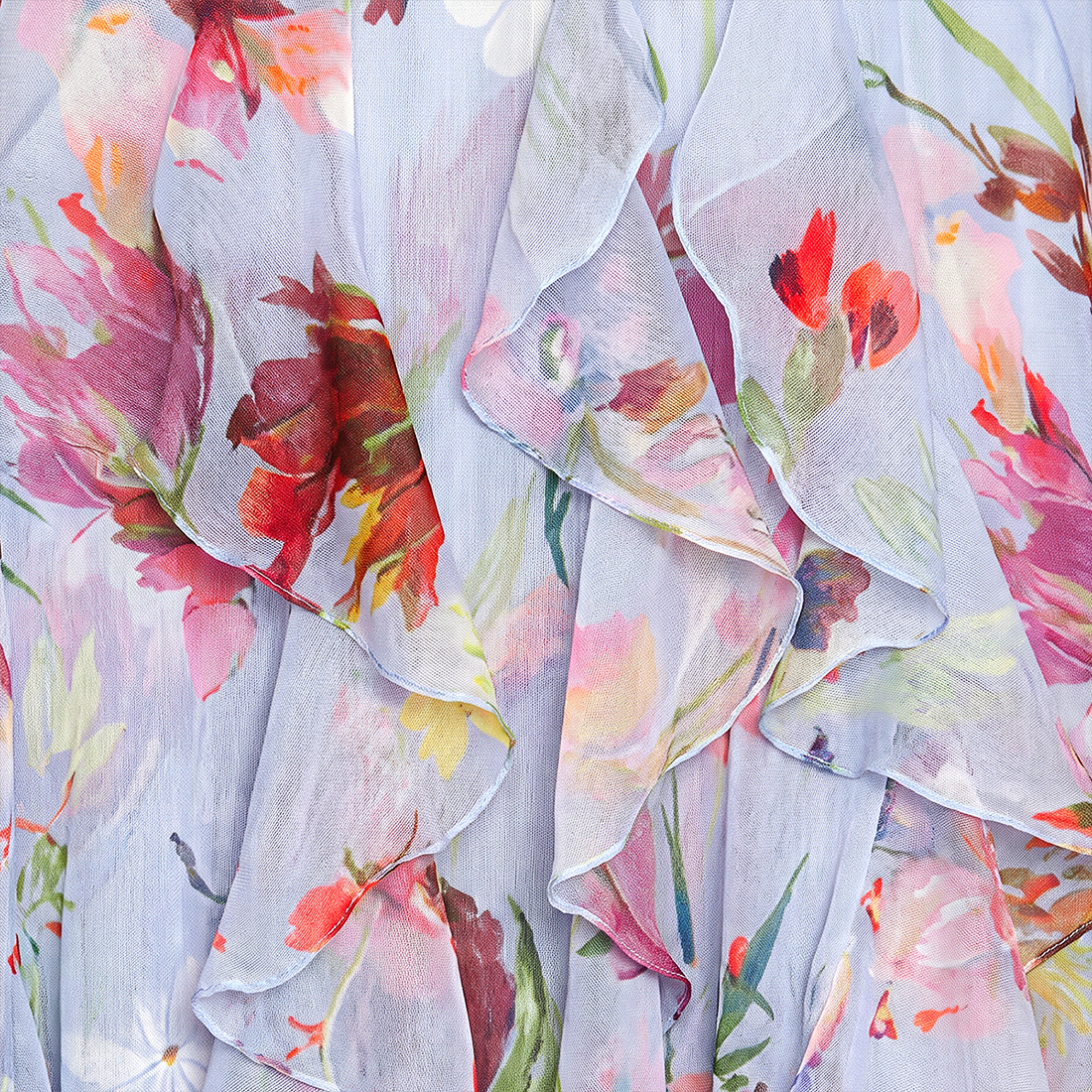 【Wedding Guest】 Maxi Tiered Polyester Chiffon Elegant V-Neck Floral Print Halter - MYTHSIS