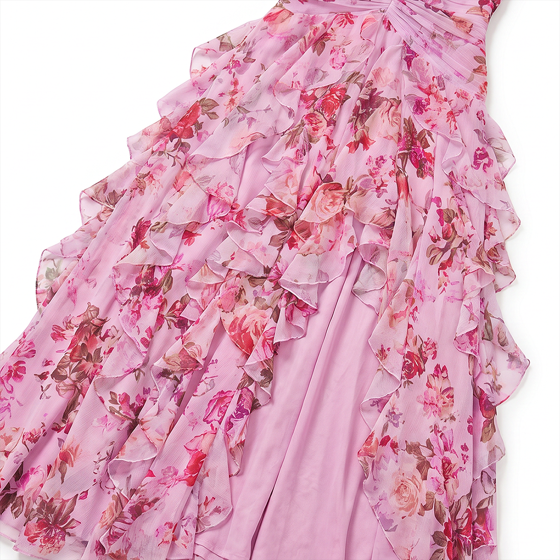 【Wedding Guest】 Maxi Tiered Polyester Chiffon Elegant V-Neck Floral Print Halter - MYTHSIS