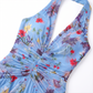 【Wedding Guest】 Maxi Tiered Polyester Chiffon Elegant V-Neck Floral Print Halter - MYTHSIS