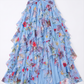【Wedding Guest】 Maxi Tiered Polyester Chiffon Elegant V-Neck Floral Print Halter - MYTHSIS