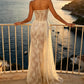 【Party & Event】 Maxi Sheath Polyester Sexy Straight Neck Draped Ribbon - MYTHSIS