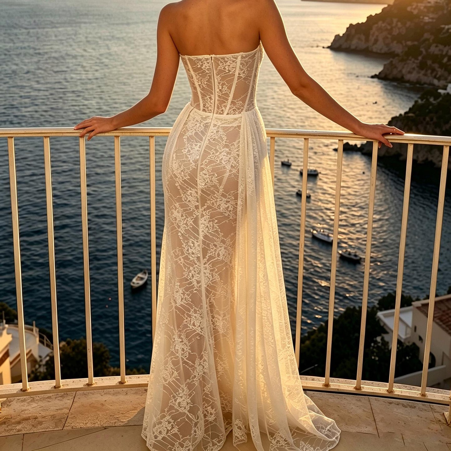 【Party & Event】 Maxi Sheath Polyester Sexy Straight Neck Draped Ribbon - MYTHSIS